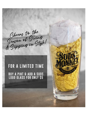 Buy A Pint Add A Suds Monkey LOGO Pint Glass For Only $5
