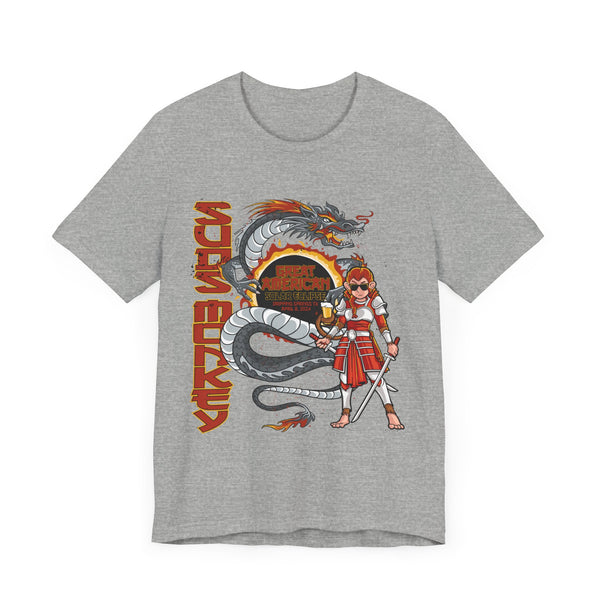 Solar Eclipse Dragon & Samurai T Shirt - Unisex Jersey Short Sleeve Tee