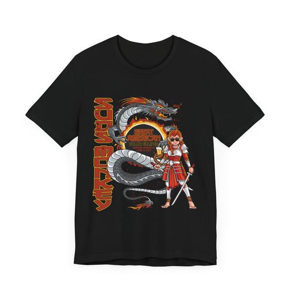 Solar Eclipse Dragon & Samurai T Shirt - Unisex Jersey Short Sleeve Tee