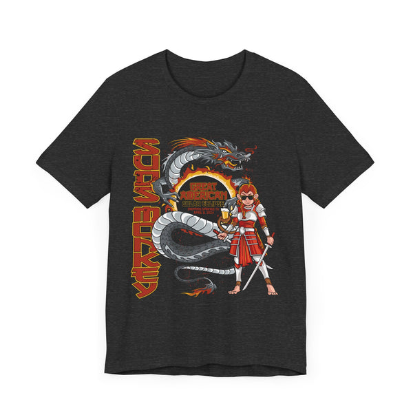 Solar Eclipse Dragon & Samurai T Shirt - Unisex Jersey Short Sleeve Tee