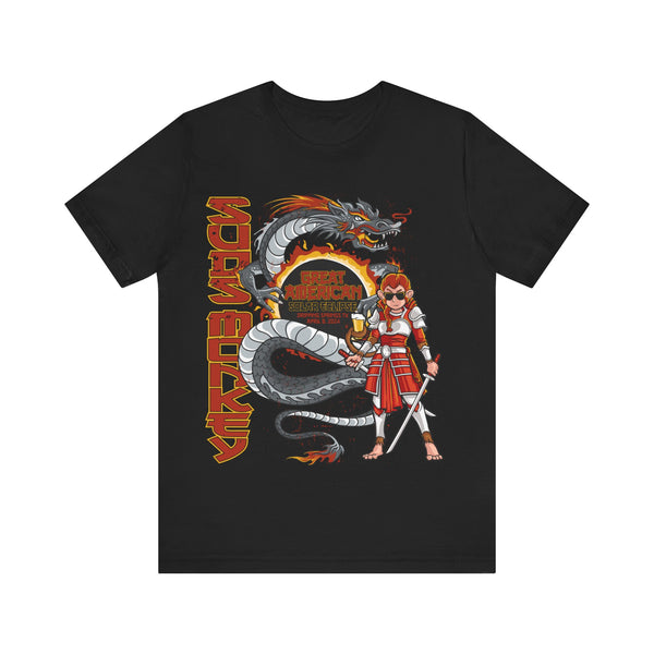 Solar Eclipse Dragon & Samurai T Shirt - Unisex Jersey Short Sleeve Tee